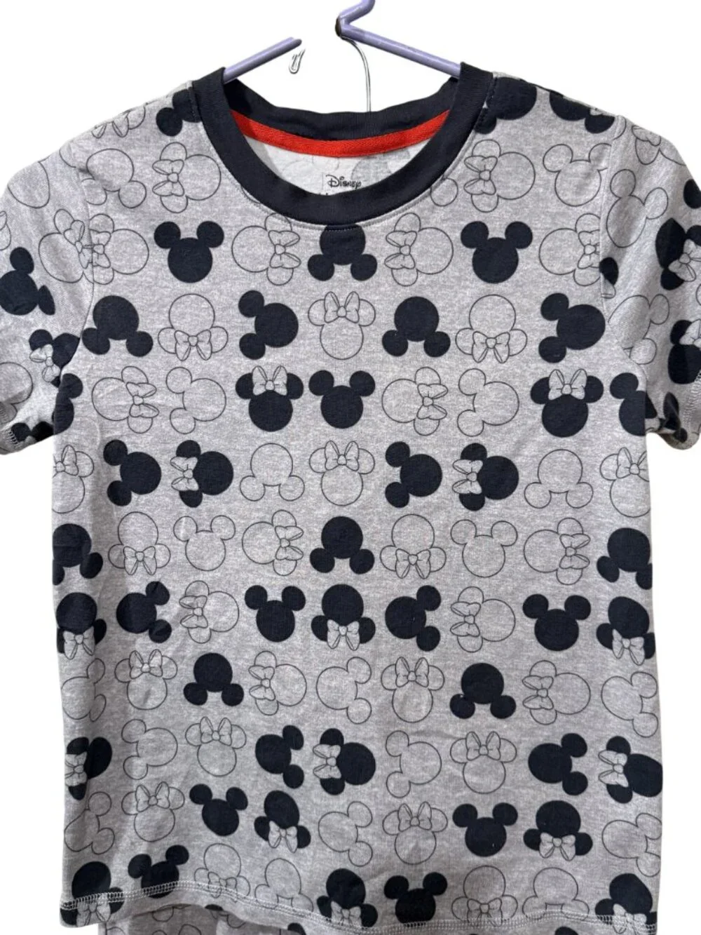 Disney Mickey Mouse Grey Pajama Set For women With Black Pattern Print - Size M - Picture 2 of 5